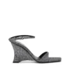 d-amber sandalet topuk Lurex kumaştan D-Amber-Wedge sandaletler