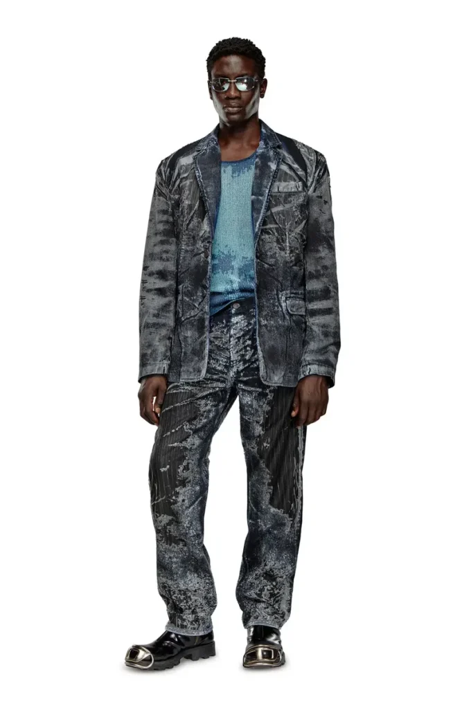 d-bla-dev-fse İnce çizgili devoré denim blazer