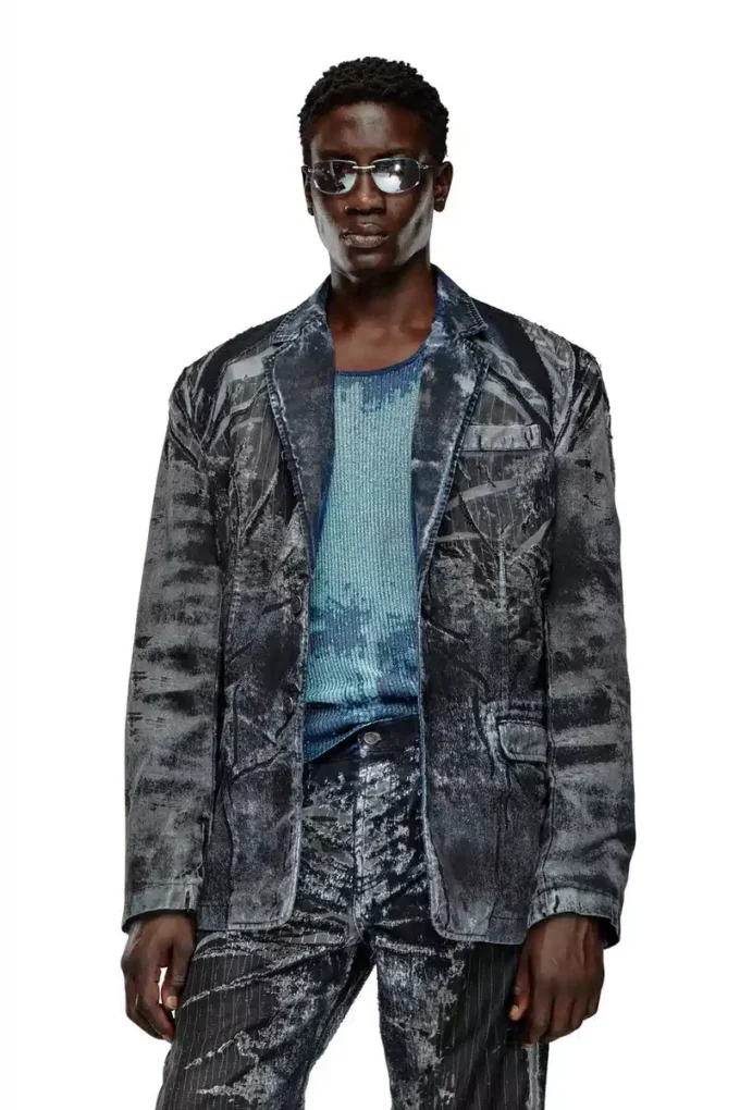 d-bla-dev-fse İnce çizgili devoré denim blazer