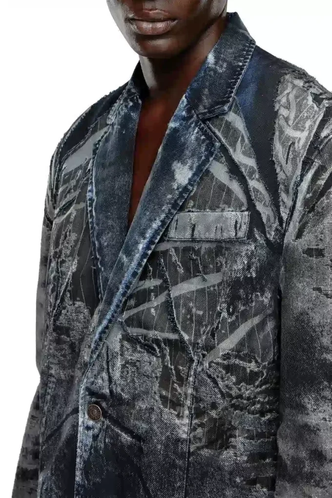 d-bla-dev-fse İnce çizgili devoré denim blazer
