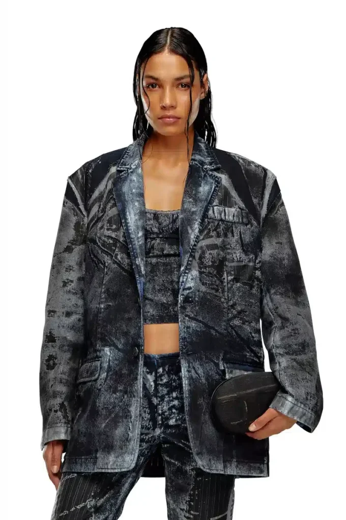 d-bla-dev-fse İnce çizgili devoré denim blazer