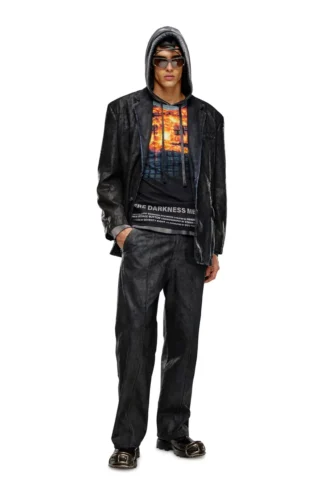d-bla-fse Craquelé kaplamalı denim blazer