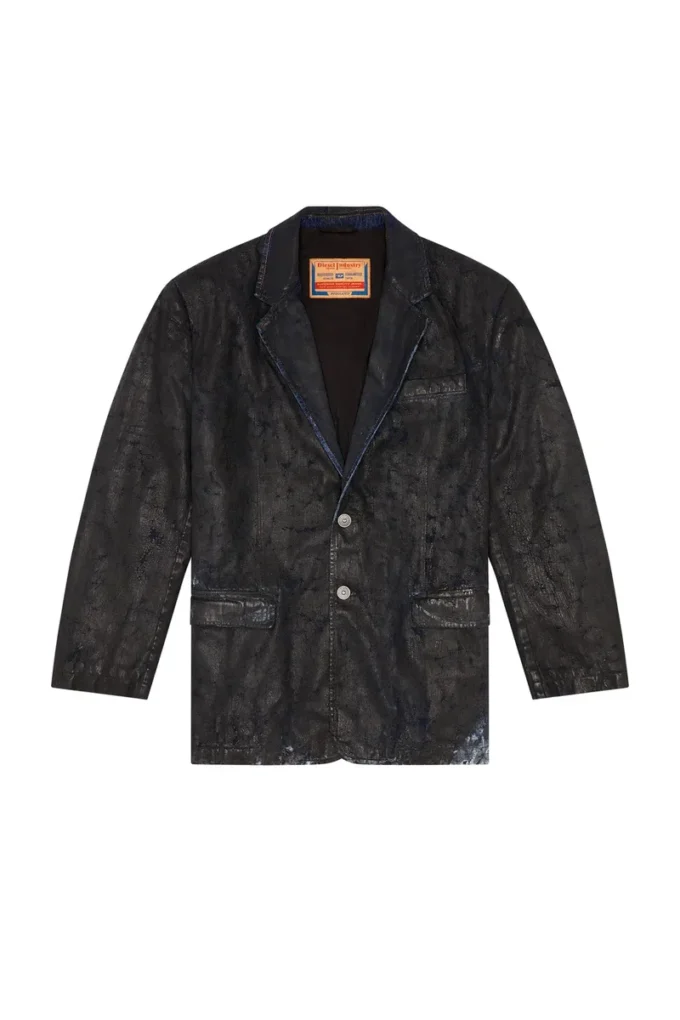 d-bla-fse Craquelé kaplamalı denim blazer