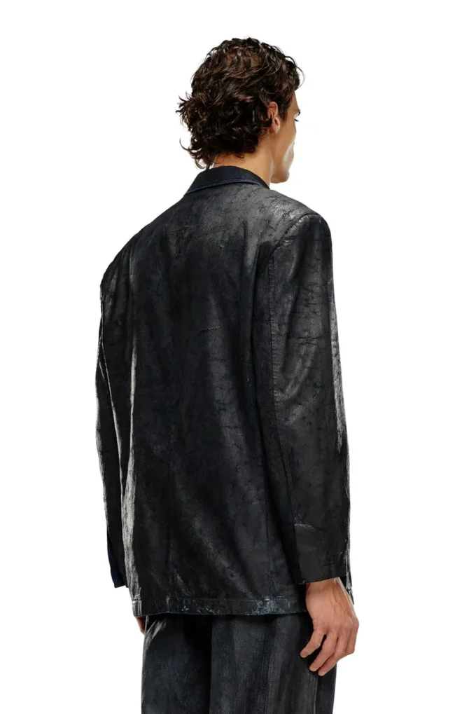 d-bla-fse Craquelé kaplamalı denim blazer