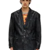 d-bla-fse Craquelé kaplamalı denim blazer