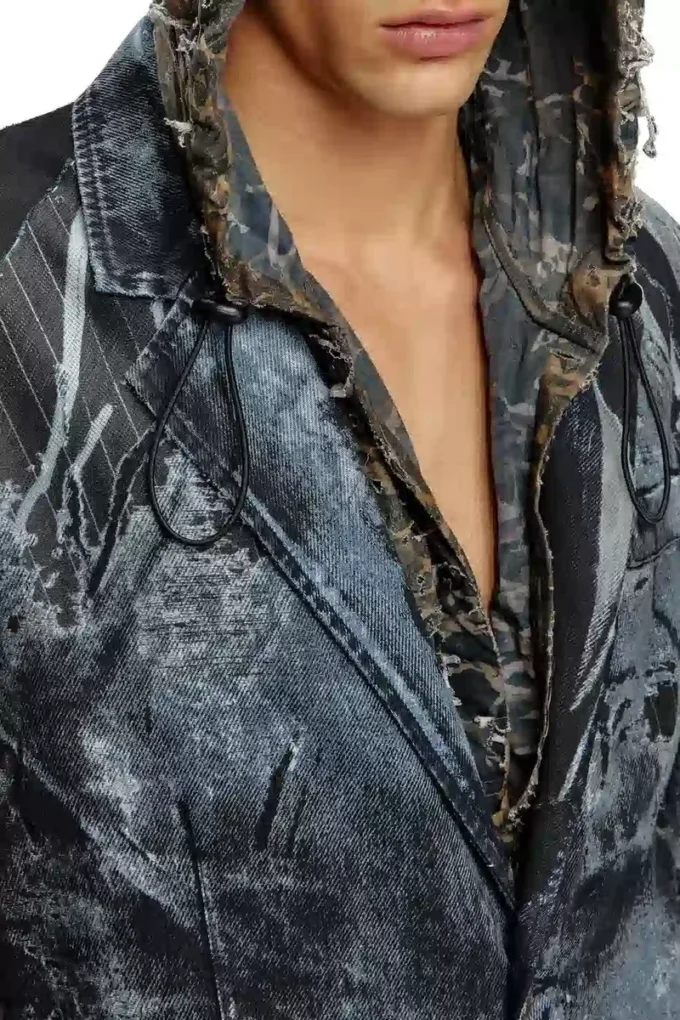 d-bla-long-dev-fse İnce çizgili devoré denim ceket