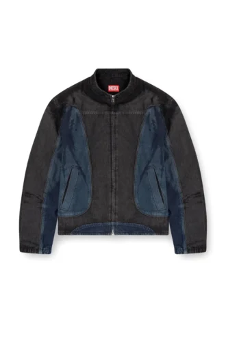 d-blenk-s İki renkli denimden üretilmiş motosikletçi tarzı ceket