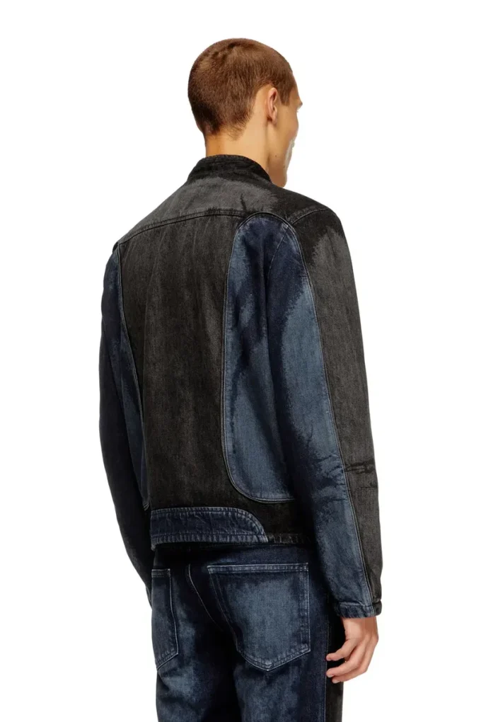 d-blenk-s İki renkli denimden üretilmiş motosikletçi tarzı ceket