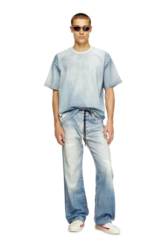 d-box jogg T-shirt, baskılı ağartma efekti JoggJeans