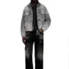 d-denver-s Tonlu deri süslemeli denim trucker ceket