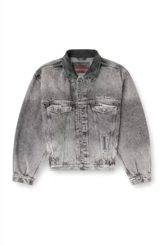 d-denver-s Tonlu deri süslemeli denim trucker ceket