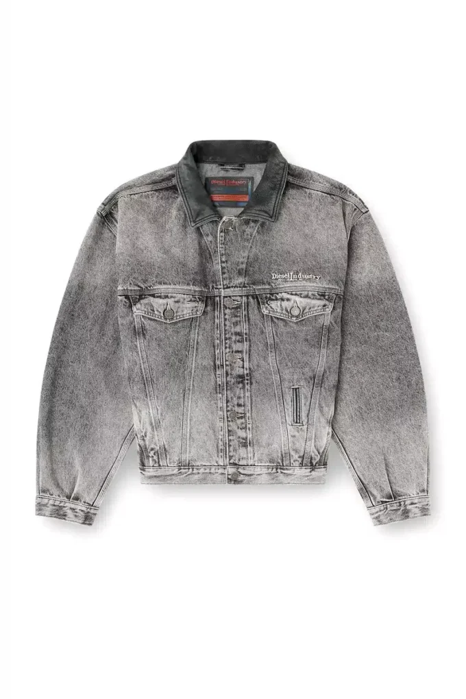 d-denver-s Tonlu deri süslemeli denim trucker ceket