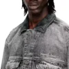 d-denver-s Tonlu deri süslemeli denim trucker ceket