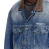 d-denver-s1 Kontrast deri süslemeli denim trucker ceket