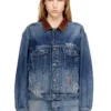 d-denver-s1 Kontrast deri süslemeli denim trucker ceket