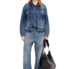 d-denver-s1 Kontrast deri süslemeli denim trucker ceket
