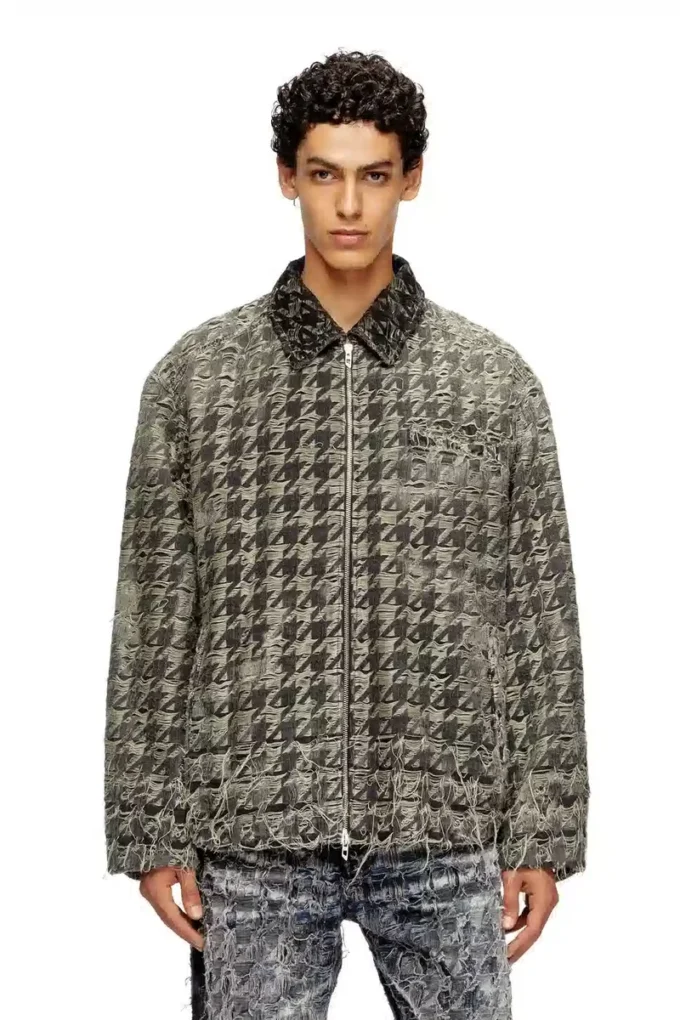d-elmo-fsh Houndstooth dokuma denim ceket