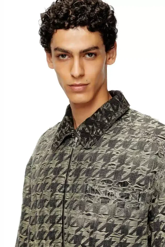 d-elmo-fsh Houndstooth dokuma denim ceket