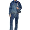 d-flow-fse Kir efekti denim pullover ceket