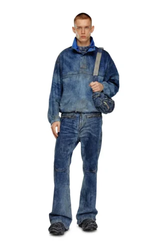 d-flow-fse Kir efekti denim pullover ceket