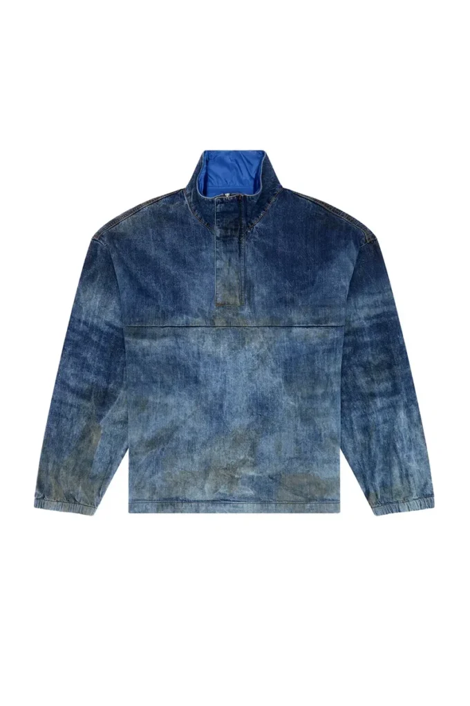 d-flow-fse Kir efekti denim pullover ceket
