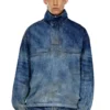 d-flow-fse Kir efekti denim pullover ceket