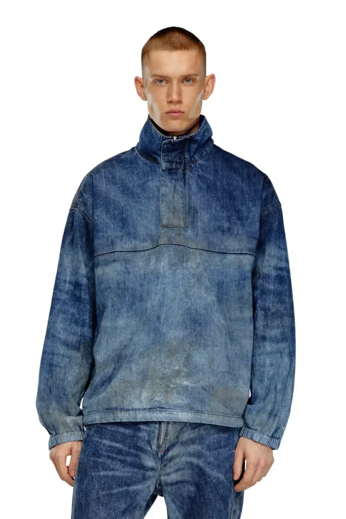 d-flow-fse Kir efekti denim pullover ceket
