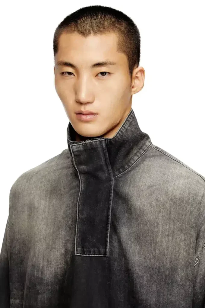 d-flow-s3 Mock yakalı denim üst
