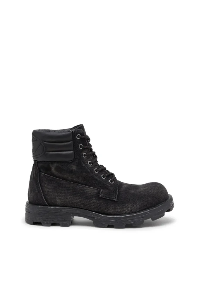 d-hammer bağcıklı D-Hammer-Denim ve deri combat botlar