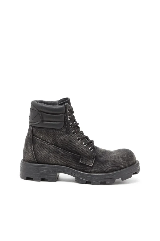 d-hammer bağcıklı D-Hammer-Denim ve deri combat botlar