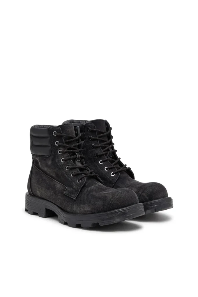 d-hammer bağcıklı D-Hammer-Denim ve deri combat botlar