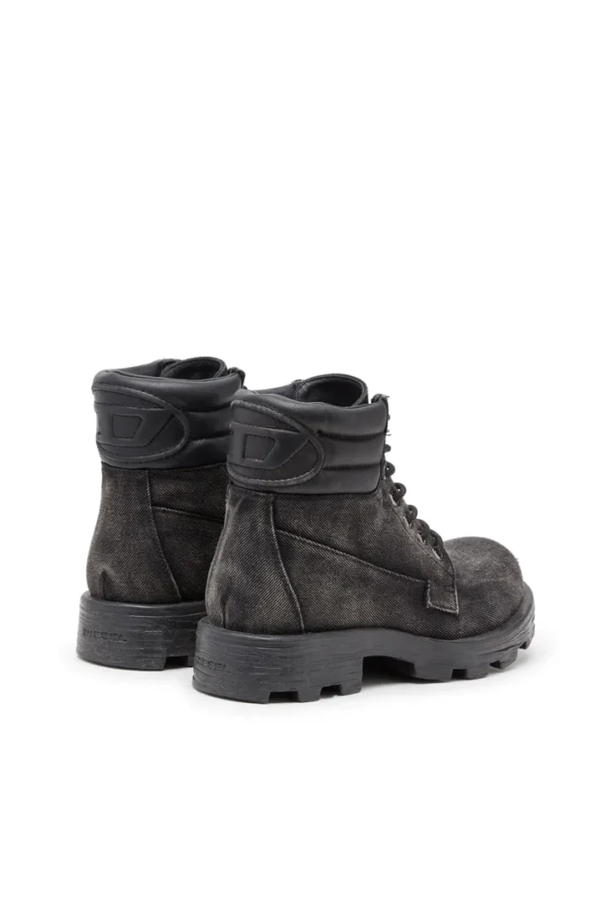d-hammer bağcıklı D-Hammer-Denim ve deri combat botlar