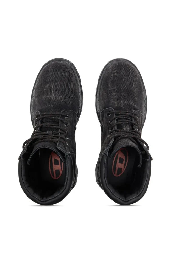 d-hammer bağcıklı D-Hammer-Denim ve deri combat botlar