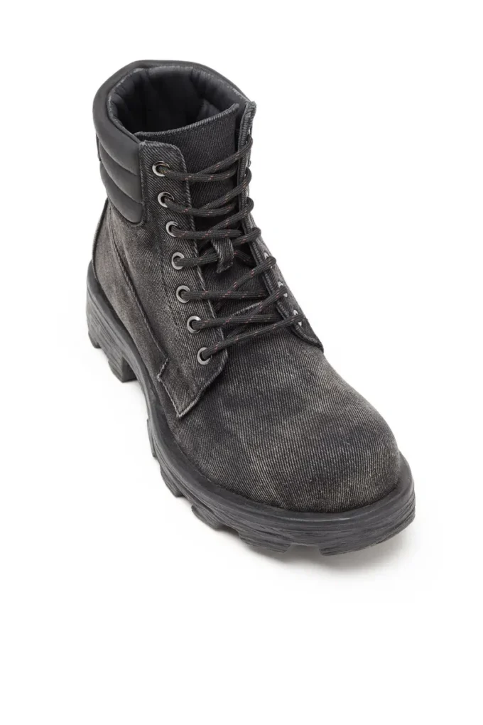 d-hammer bağcıklı D-Hammer-Denim ve deri combat botlar