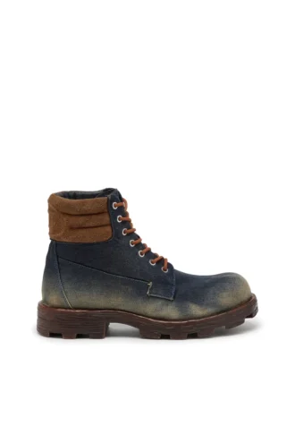 d-hammer bağcıklı w D-Hammer-Combat botları, denim ve süet