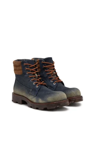 d-hammer bağcıklı D-Hammer-Combat botları, denim ve süet