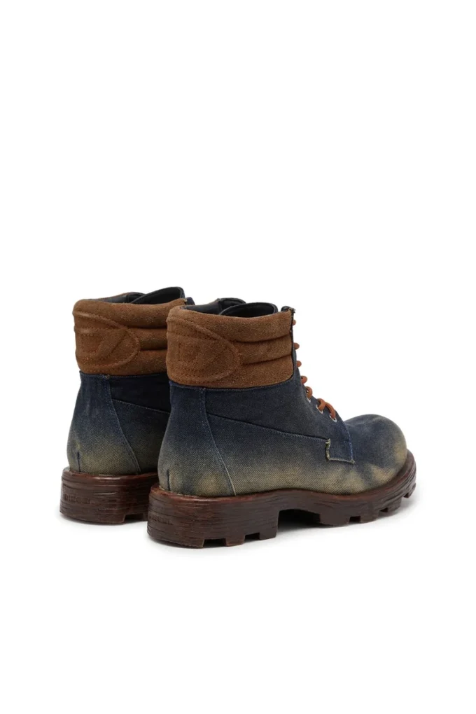 d-hammer bağcıklı D-Hammer-Combat botları, denim ve süet