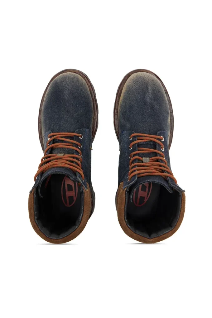 d-hammer bağcıklı D-Hammer-Combat botları, denim ve süet