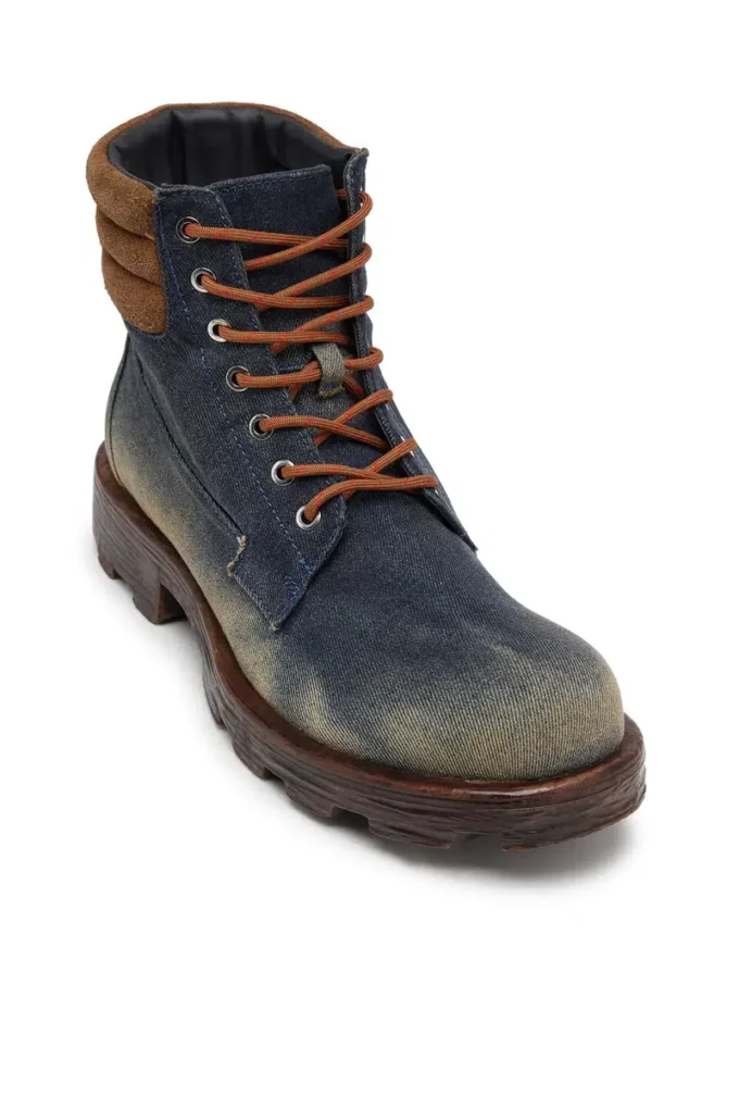 d-hammer bağcıklı D-Hammer-Combat botları, denim ve süet