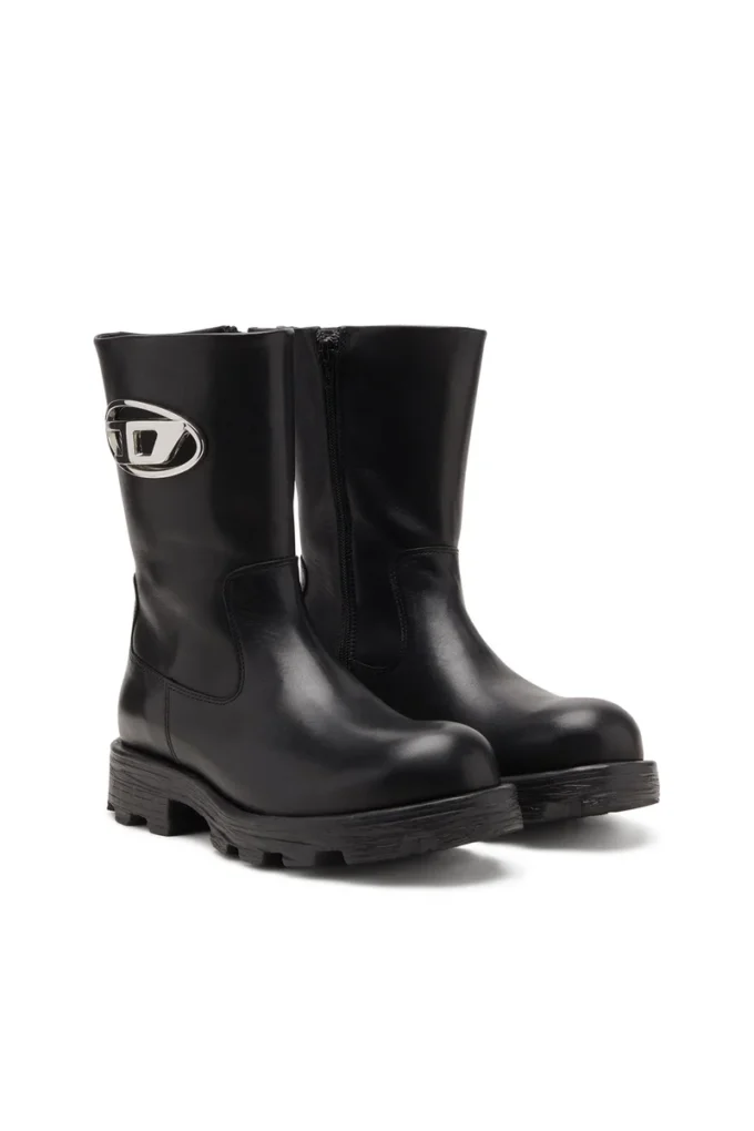 d-hammer bkr d w Parlak deri D-Hammer-Biker botlar
