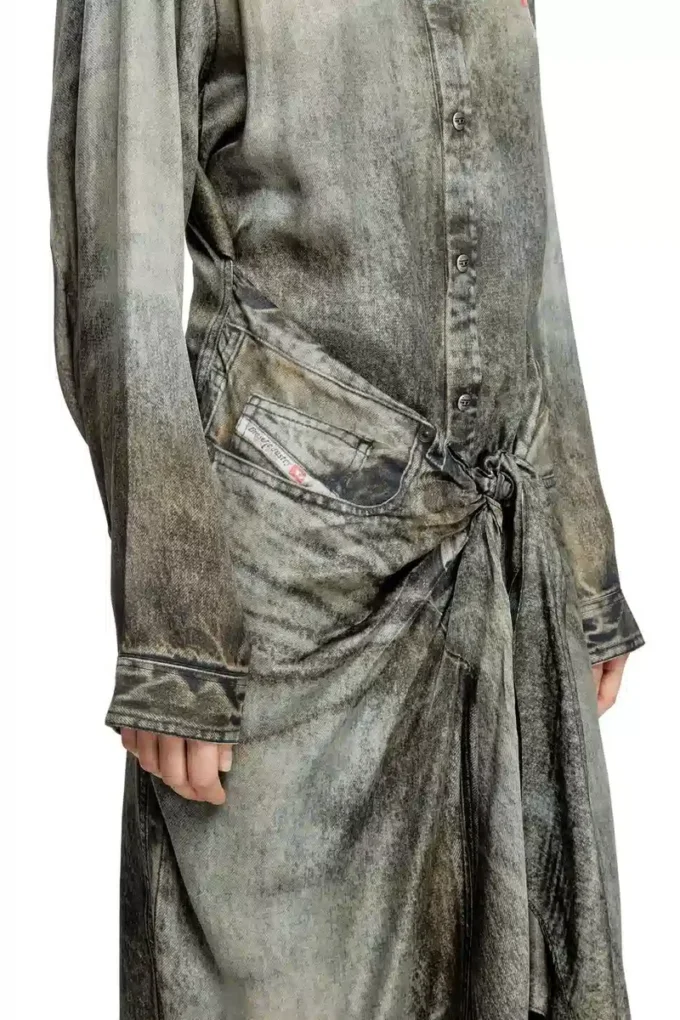 d-iletta Denim görünümlü viskon sargı elbise d-iletta Denim görünümlü viskon sargı elbise