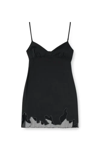 d-inlay-r1 Tül eklemeli naylon mini elbise
