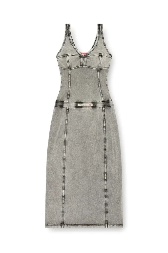 d-inny Denim efektli kolsuz midi elbise d-inny Denim efektli kolsuz midi elbise