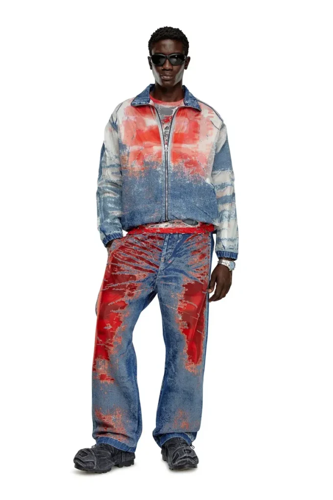 d-krap-fse Logo detaylı devoré denim ceket