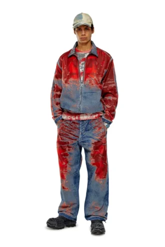 d-krap-fse Logo detaylı devoré denim ceket
