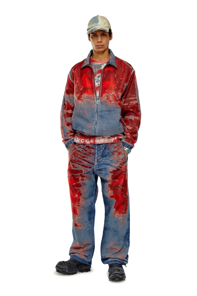 d-krap-fse Logo detaylı devoré denim ceket