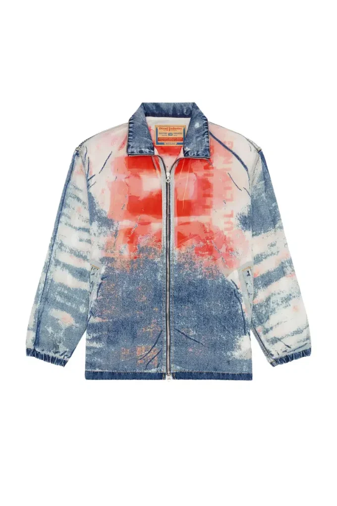 d-krap-fse Logo detaylı devoré denim ceket