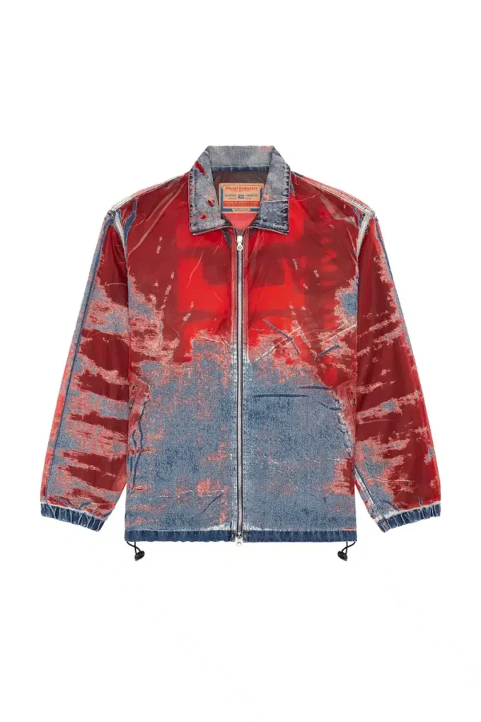 d-krap-fse Logo detaylı devoré denim ceket