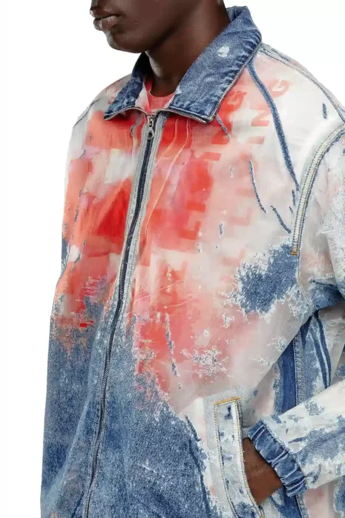 d-krap-fse Logo detaylı devoré denim ceket