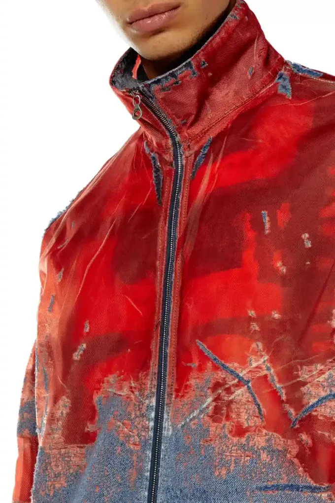 d-krap-fse Logo detaylı devoré denim ceket